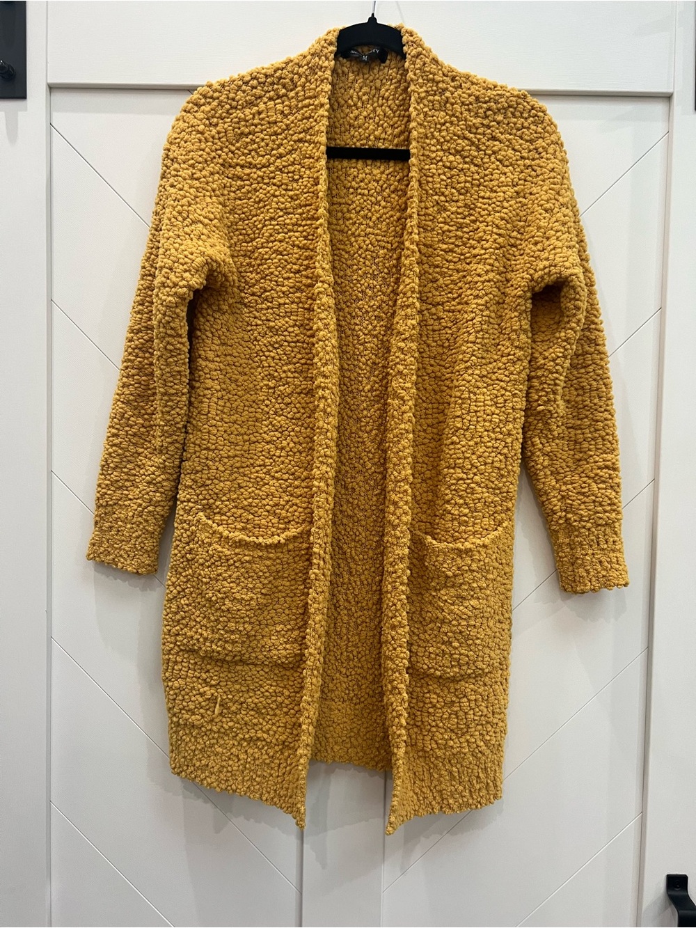 Open-Front Bouclé Cardigan Sweater - Mustard